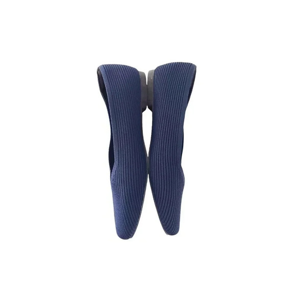 Vivaia Women's Square Toe V-Cut Sz 10 EUR 41. 5  Lole Navy Knit Margot 2.0 Flats - Picture 6 of 8